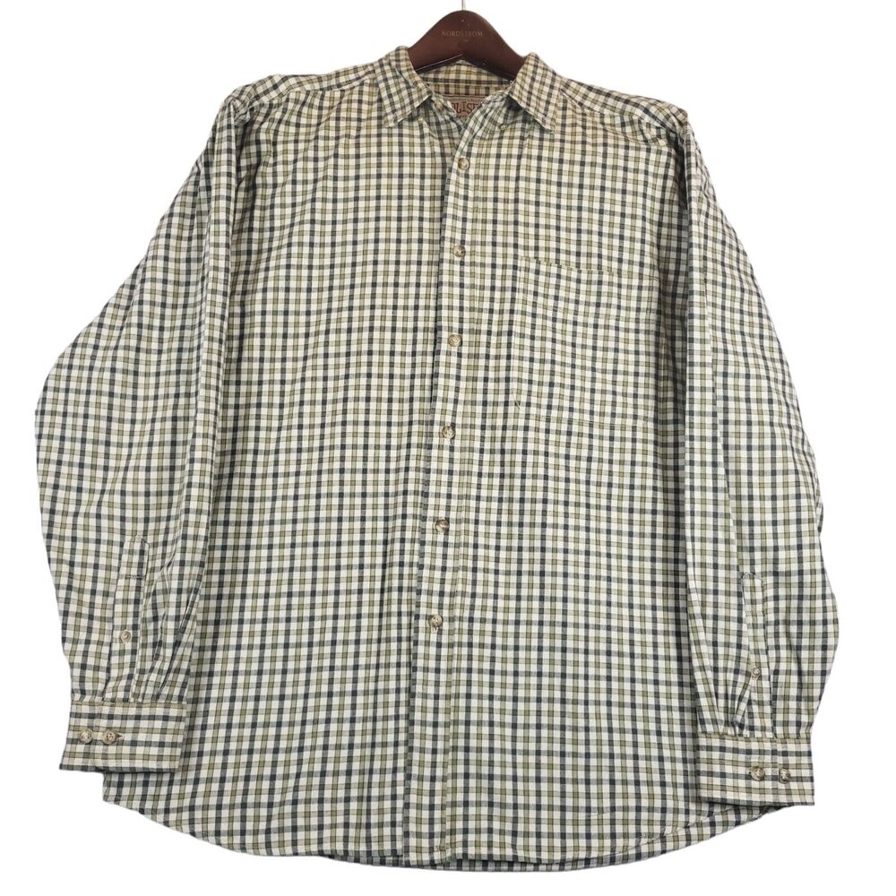 Coliseum Button Down Shirt Mens Large Plaid Long Sleeve Green Cotton Casual